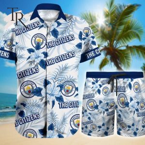 Manchester City F.C. Floral Hawaiian Shirt And Beach Shorts