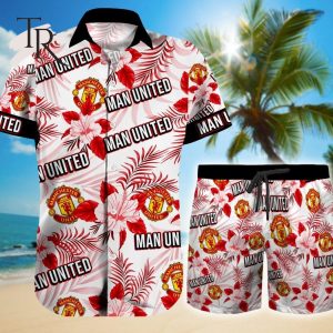 Manchester United F.C. Floral Hawaiian Shirt And Beach Shorts