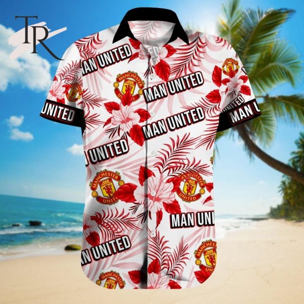 Manchester United F.C. Floral Hawaiian Shirt And Beach Shorts