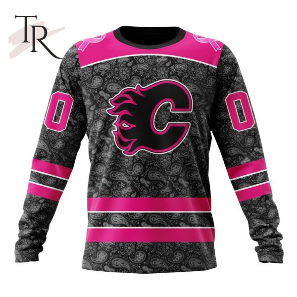 NHL Calgary Flames Special Pink In The Rink Fight Breast Cancer Hoodie