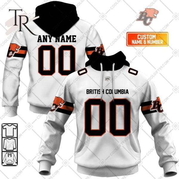 Personalized CFL BC Lions Away Jersey Style Hoodie