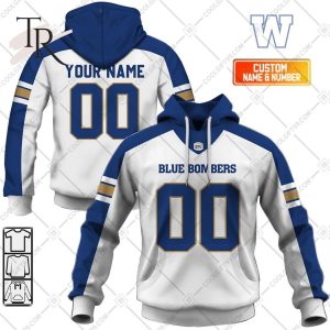 Personalized CFL Winnipeg Blue Bombers Away Jersey Style Hoodie