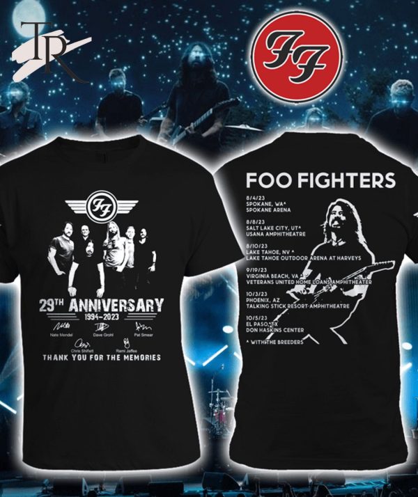 29th Anniversary 1994 – 2023 Foo Fighters Thank You For The Memories T-Shirt