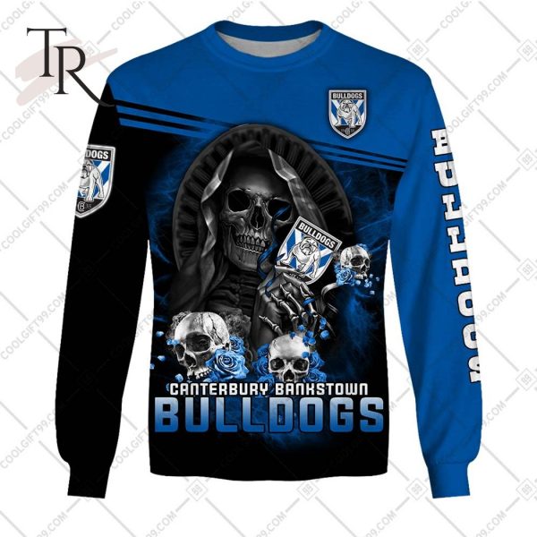 Personalized NRL Canterbury Bankstown Bulldogs Skull Death Art Hoodie