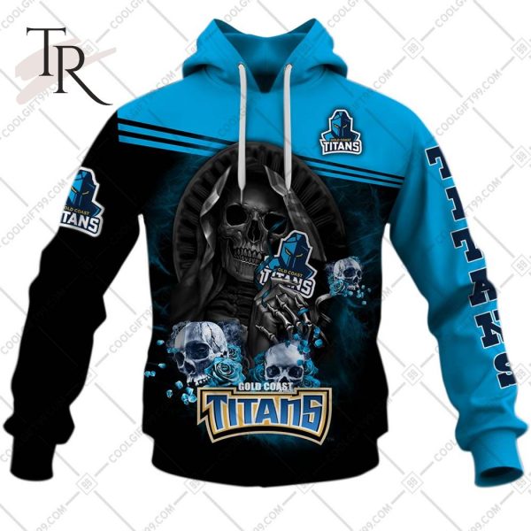 Personalized NRL Gold Coast Titans Skull Death Art Hoodie