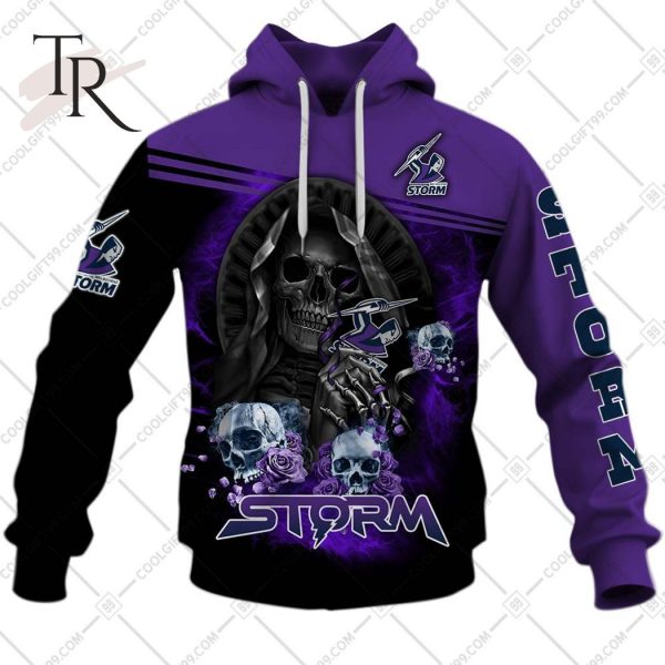 Personalized NRL Melbourne Storm Skull Death Art Hoodie