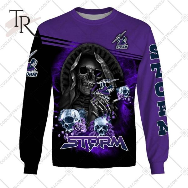 Personalized NRL Melbourne Storm Skull Death Art Hoodie