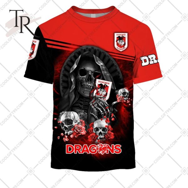 Personalized NRL St. George Illawarra Dragons Skull Death Art Hoodie