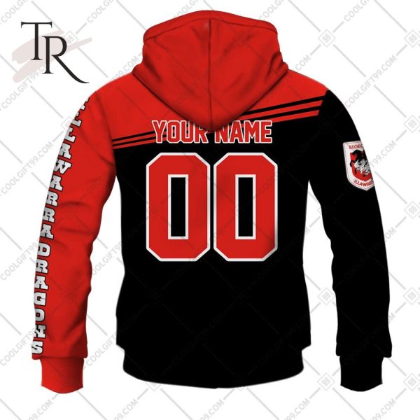 Personalized NRL St. George Illawarra Dragons Skull Death Art Hoodie