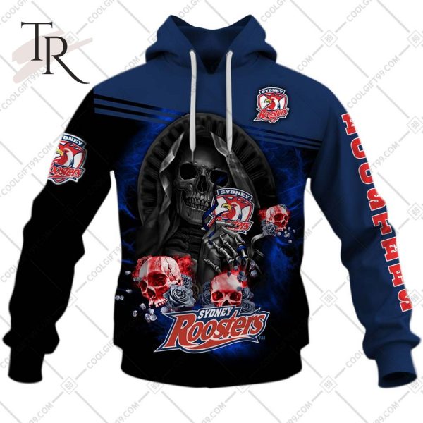 Personalized NRL Sydney Roosters Skull Death Art Hoodie