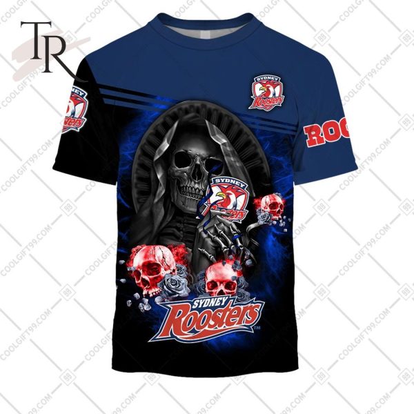 Personalized NRL Sydney Roosters Skull Death Art Hoodie