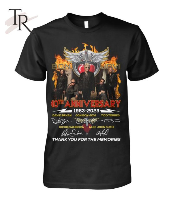 Bon Jovi 40th Anniversary 1983 – 2023 Signature Character Thank You For The Memories T-Shirt