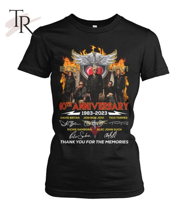 Bon Jovi 40th Anniversary 1983 – 2023 Signature Character Thank You For The Memories T-Shirt