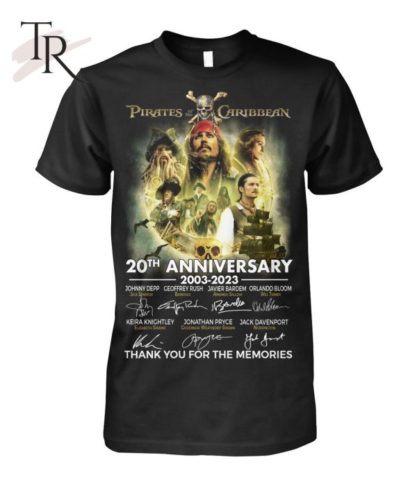 Pirates Of The Caribbean 20th Anniversary 2003 – 2023 Signature Character Thank You For The Memories T-Shirt