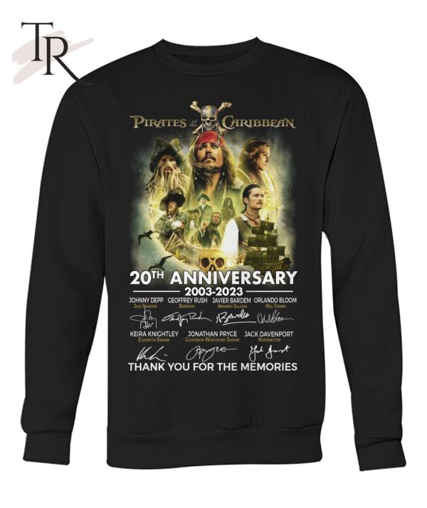 Pirates Of The Caribbean 20th Anniversary 2003 – 2023 Signature Character Thank You For The Memories T-Shirt