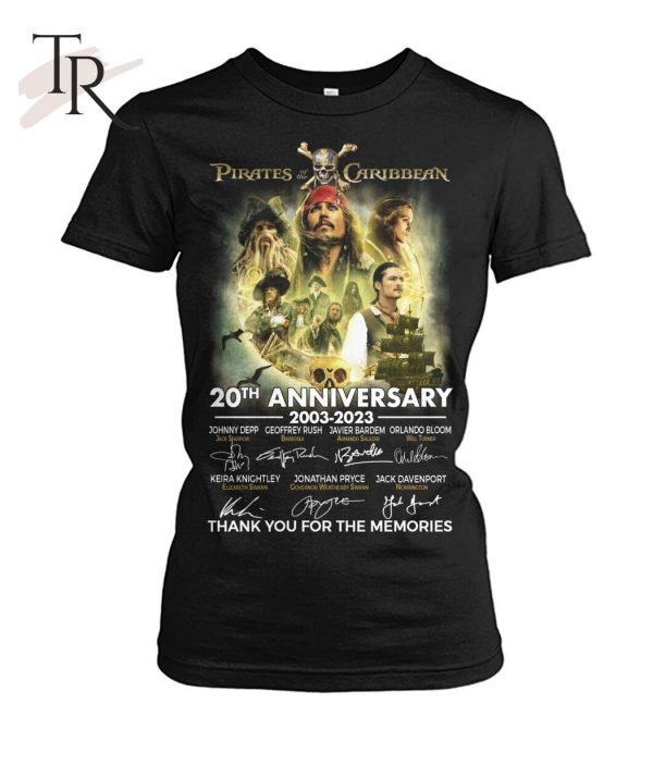 Pirates Of The Caribbean 20th Anniversary 2003 – 2023 Signature Character Thank You For The Memories T-Shirt