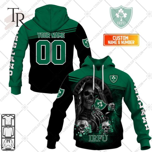 Personalized IRFU Ireland national Rugby Skull Death Hoodie