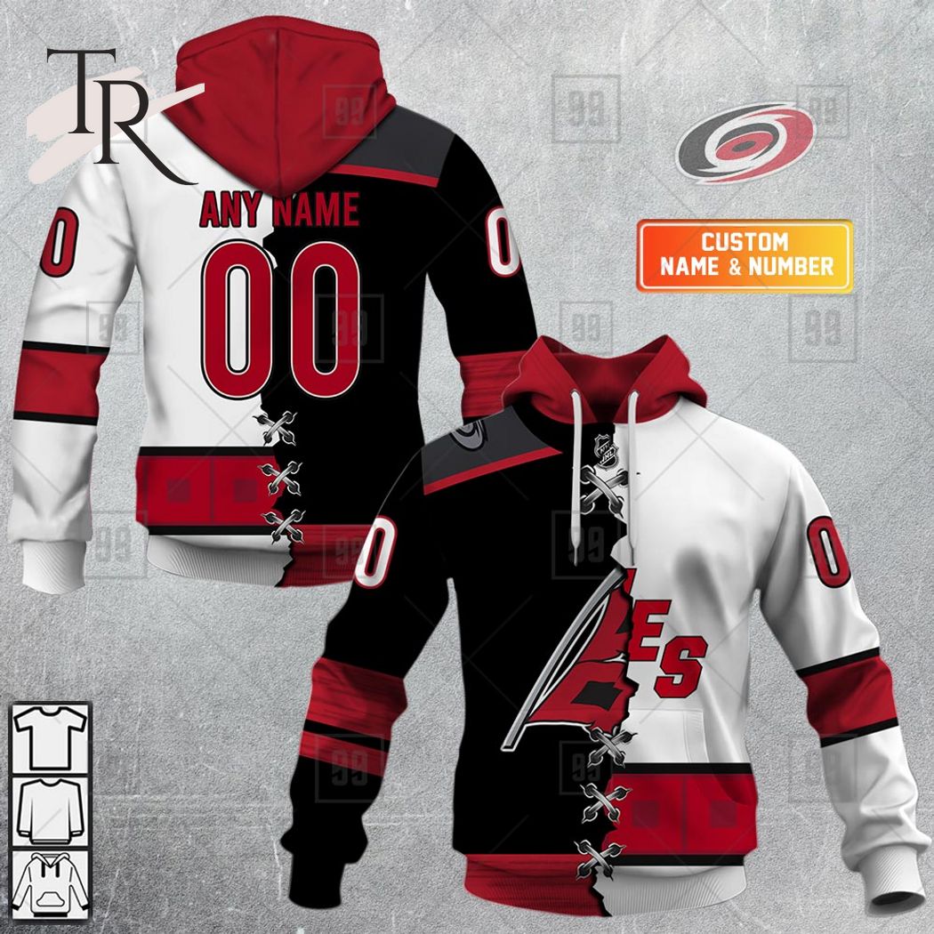 NHL Carolina Hurricanes Custom Name Number Hockey Fight Cancer Jersey Zip  Up Hoodie