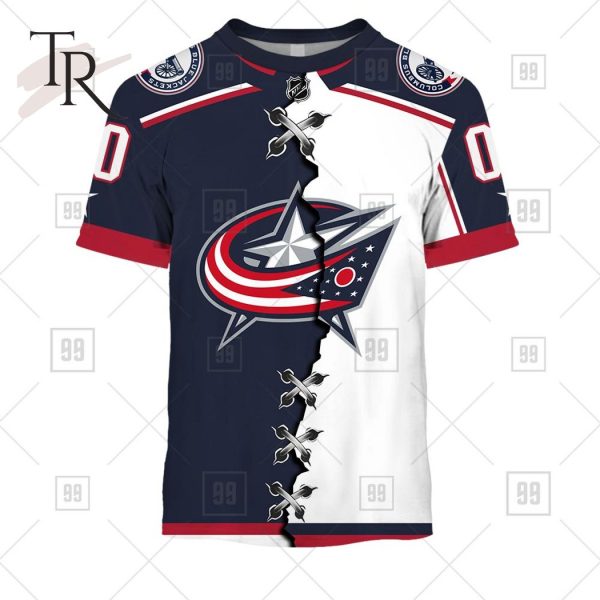 Personalized NHL Columbus Blue Jackets Mix Jersey 2023 Style Hoodie