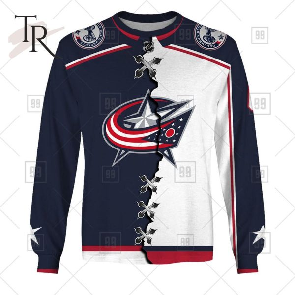 Personalized NHL Columbus Blue Jackets Mix Jersey 2023 Style Hoodie