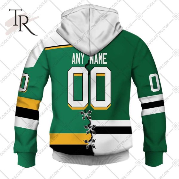 Personalized NHL Dallas Stars Mix Minnesota North Stars Jersey Style Hoodie