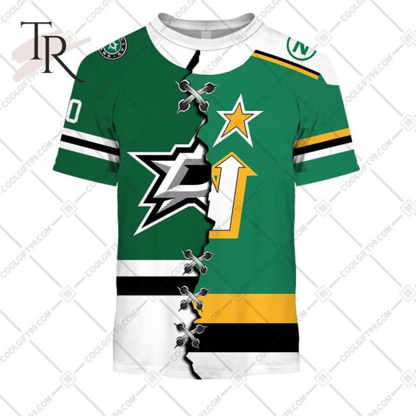 Personalized NHL Dallas Stars Mix Minnesota North Stars Jersey Style Hoodie