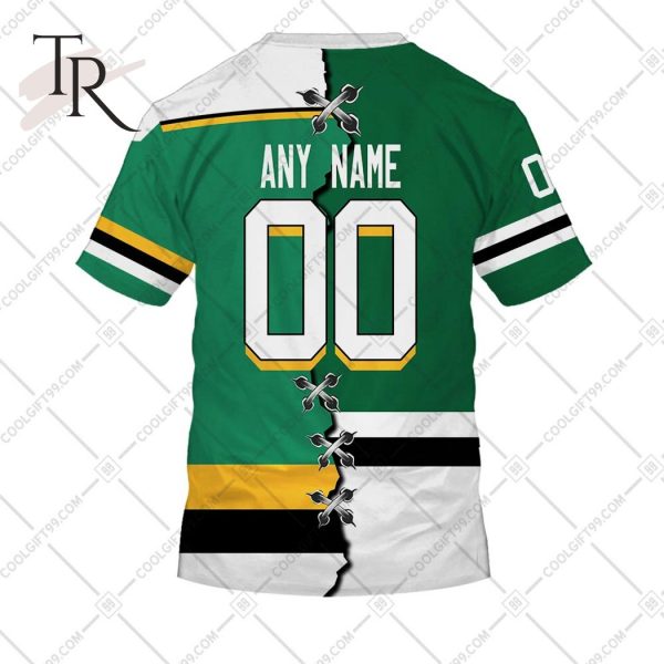 Personalized NHL Dallas Stars Mix Minnesota North Stars Jersey Style Hoodie