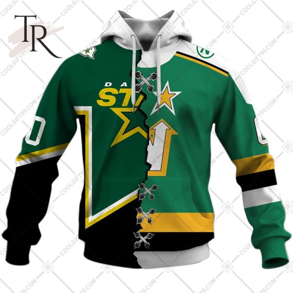 NHL Dallas Stars Custom Name Number Retro Green Concepts Fleece Oodie