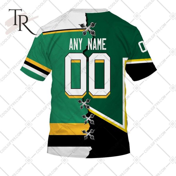 Personalized NHL Dallas Stars Vintage Mix Minnesota North Stars Jersey Style Hoodie