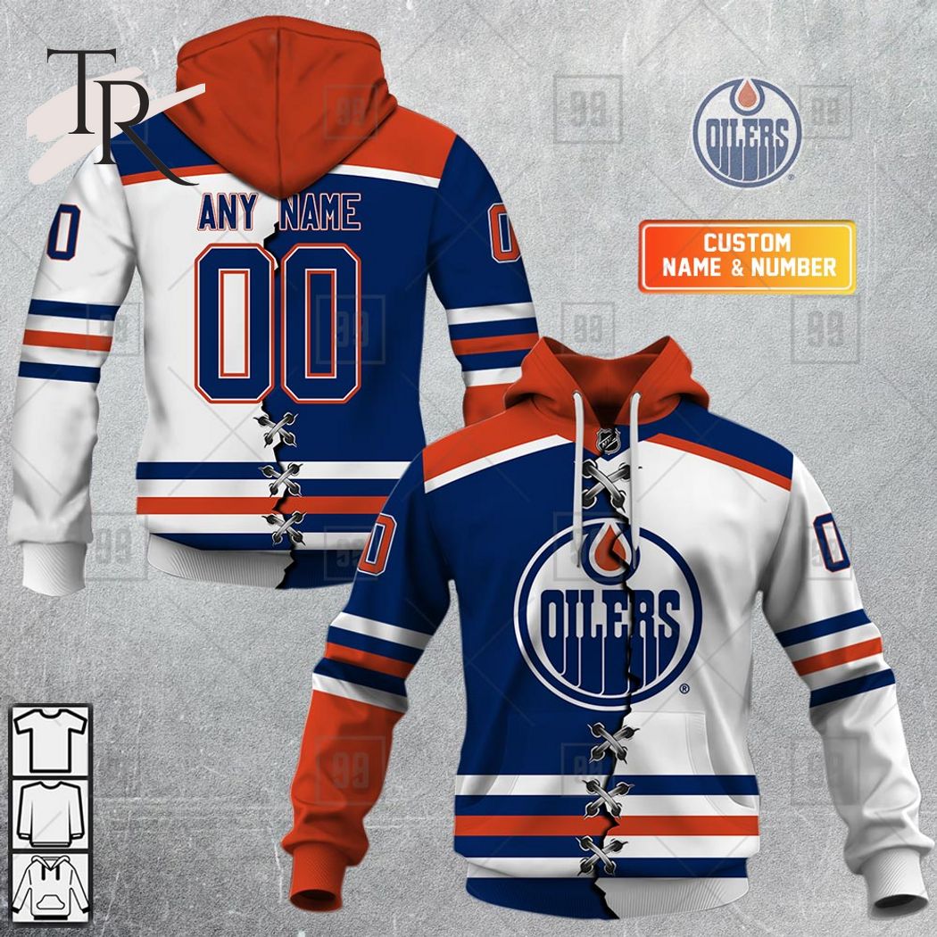 Personalized Edmonton Oilers 80s Throwback Vintage Hockey Away Jersey 3D  Hoodie