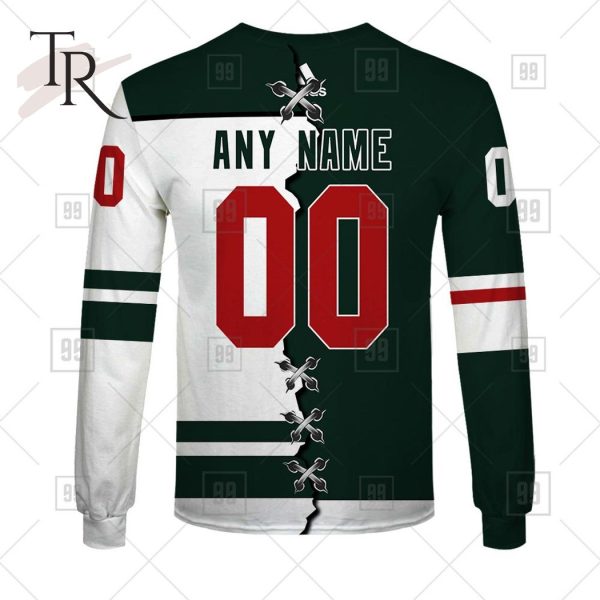 NHL Minnesota Wild Custom Name Number Retro Jersey Fleece Oodie