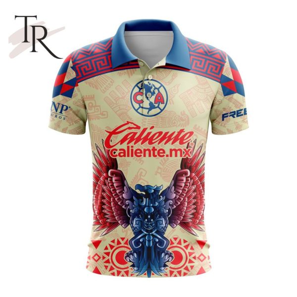 LIGA MX Club America 2023 – 2024 Home Aztec Design Polo Shirt