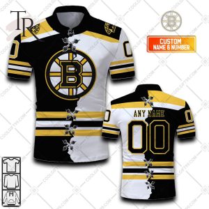 Customized NHL Boston Bruins Mix Jersey Style Polo Shirt