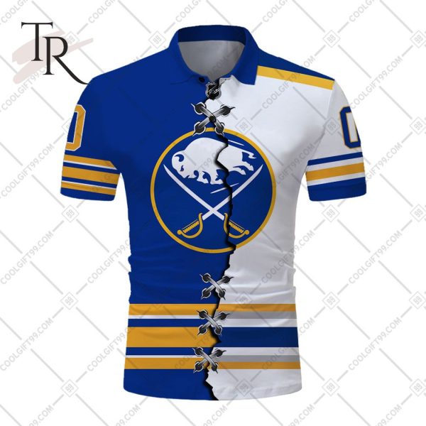 Customized NHL Buffalo Sabres Mix Jersey Style Polo Shirt