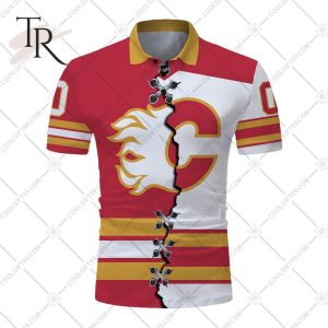 Customized NHL Calgary Flames Mix Jersey Style Polo Shirt