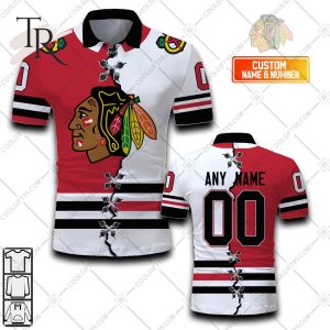 Customized NHL Chicago Blackhawks Mix Jersey Style Polo Shirt