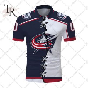 Customized NHL Columbus Blue Jackets Mix Jersey Style Polo Shirt