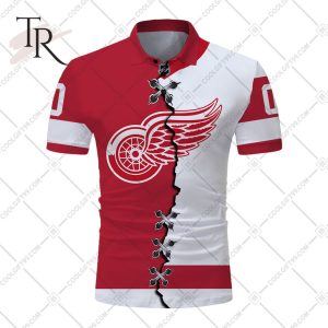 Customized NHL Detroit Red Wings Mix Jersey Style Polo Shirt