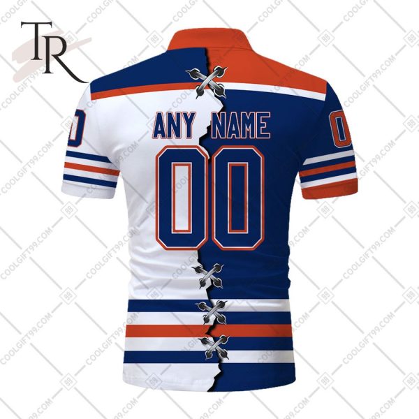 Customized NHL Edmonton Oilers Mix Jersey Style Polo Shirt