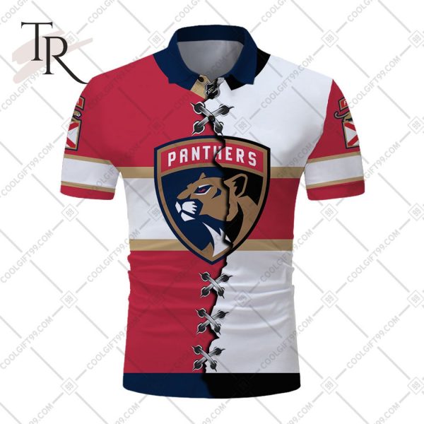 Customized NHL Florida Panthers Mix Jersey Style Polo Shirt