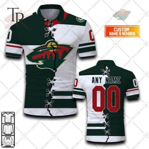 Customized NHL Minnesota Wild Mix Jersey Style Polo Shirt