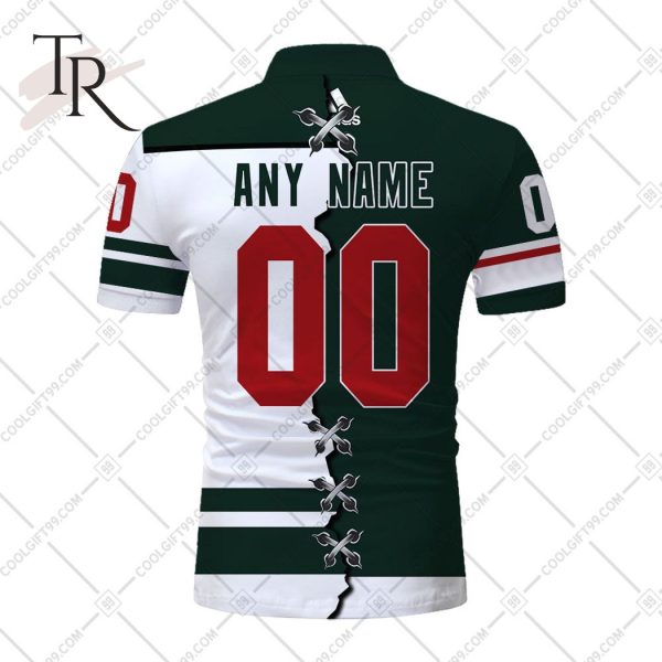 Customized NHL Minnesota Wild Mix Jersey Style Polo Shirt