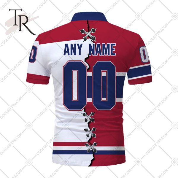 Customized NHL Montreal Canadiens Mix Jersey Style Polo Shirt