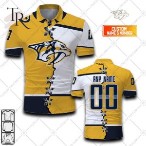 Customized NHL Nashville Predators Mix Jersey Style Polo Shirt