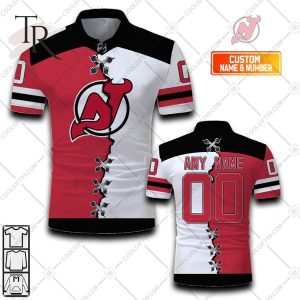 Customized NHL New Jersey Devils Mix Jersey Style Polo Shirt