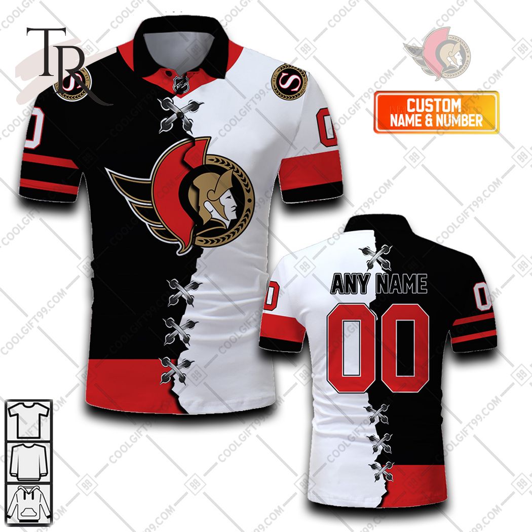 NHL Ottawa Senators Custom Name Number Vintage Jersey T-Shirt