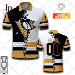 Customized NHL Pittsburgh Penguins Mix Jersey Style Polo Shirt