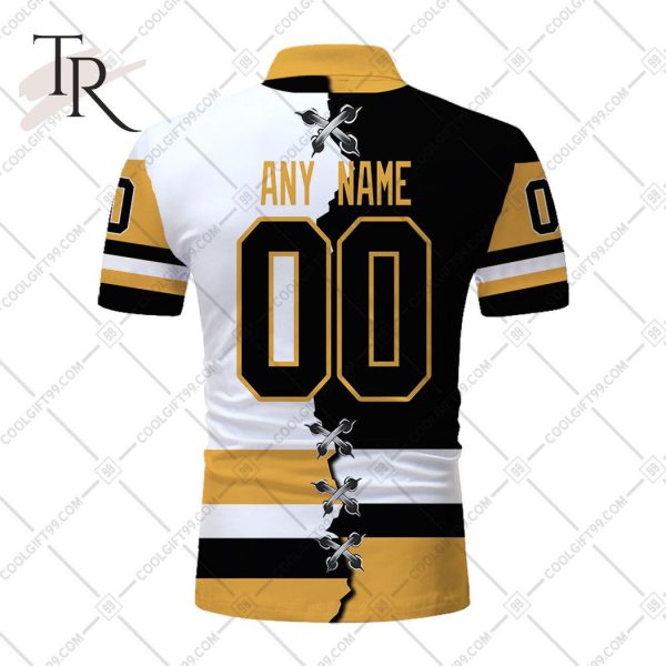 Customized NHL Pittsburgh Penguins Mix Jersey Style Polo Shirt