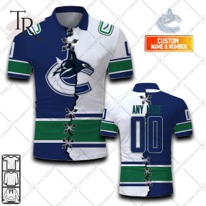 Customized NHL Vancouver Canucks Mix Jersey Style Polo Shirt