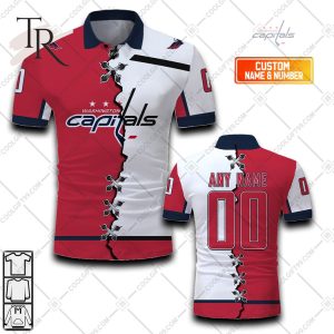 Customized NHL Washington Capitals Mix Jersey Style Polo Shirt